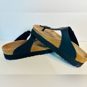 Birkenstock Papillio Gizeh Vegan Platform Sandals Black Size 7 Ladies